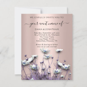 Carte QR CODE Floral Meadow Fleur sauvage Rose violet