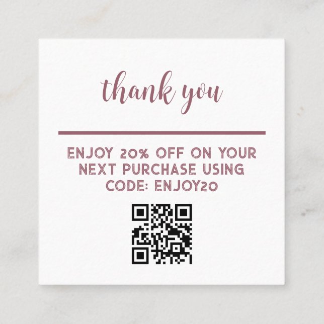 Carte QR remise Merci (Dos)