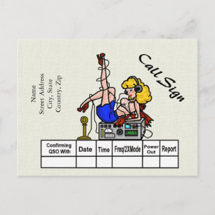 Carte QSL pour fille radio de jambon blond