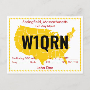 Carte QSL Retro USA Yellow Map