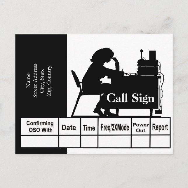 Carte QSL Silhouette pour opérateur radio de jambo (Devant)