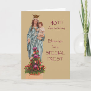 Carte Quarantième anniversaire d'ordination avec Marie