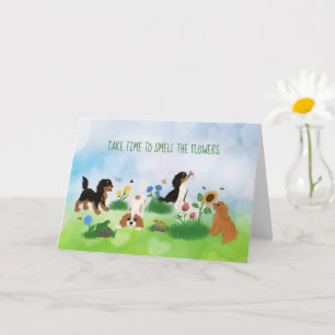 Carte Quatre Espagnols Cavaliers dans un champ de fleurs
