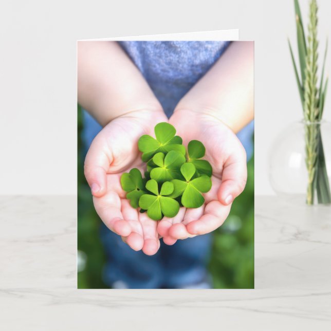 Carte Quatre Feuilles D'Anniversaire En Petites Mains (Devant)