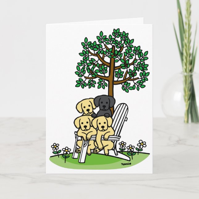 Carte Quatre Labradors dans leur jardin (Devant)