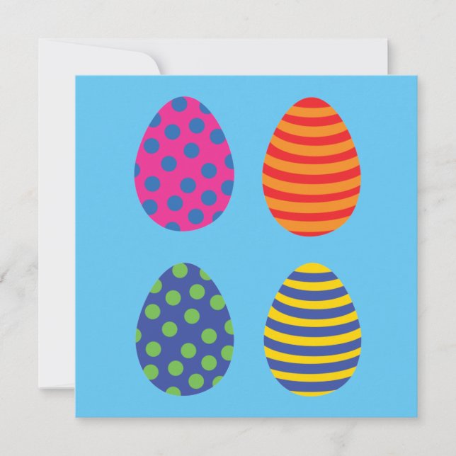 Carte Quatre Oeufs de Pâques colorés (Devant)