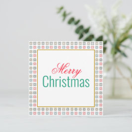 Carte Quatre Poinsettias colorés Motif Joyeux Noël