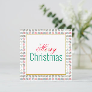 Carte Quatre Poinsettias colorés Motif Joyeux Noël