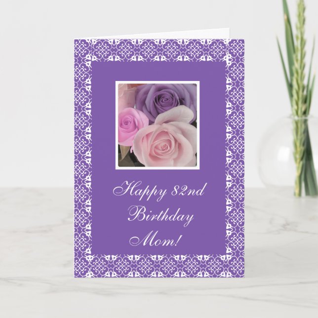 Carte quatre-vingt-deuxième roses d'anniversaire (âge de (Devant)