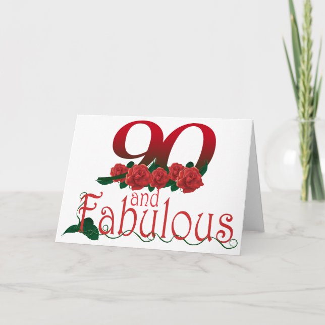 Carte quatre-vingt-dixième fleur d'anniversaire (Devant)