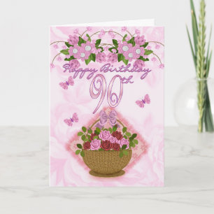 Carte quatre-vingt-dixième Madame d'anniversaire, roses