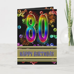Carte quatre-vingtième Anniversaire avec des bulles et