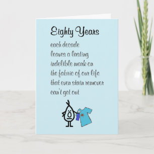 Carte Quatre-vingts ans, un joyeux poème d'anniversaire