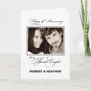 Carte Quatrième anniversaire du Mariage Nom personnalisé