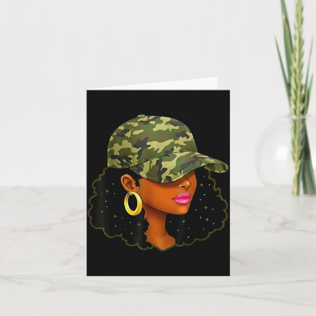 Carte Queen Black Woman With Camo Cap Locs African Ameri (Devant)
