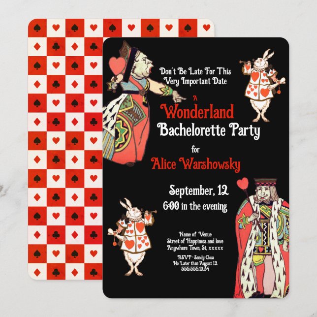 Carte Queen of Hearts Bachelorette Party (Devant / Derrière)