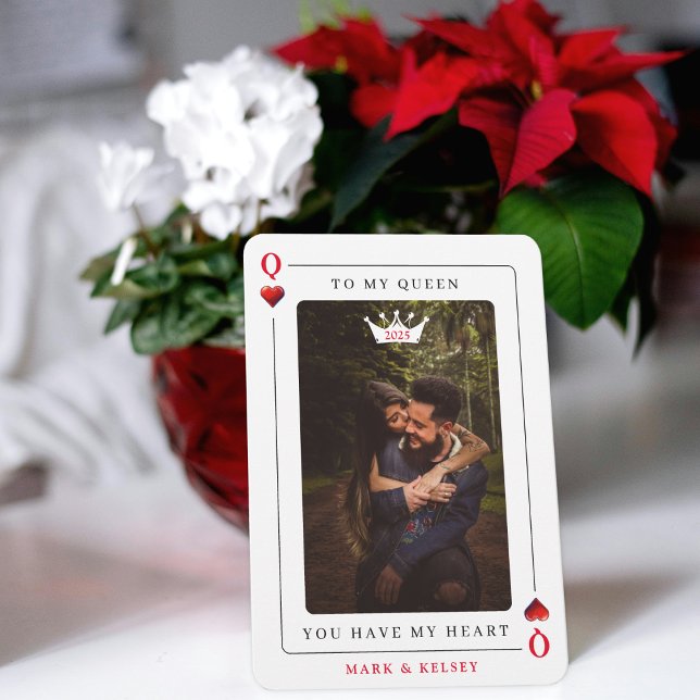 Carte Queen of Hearts Poker Photo Saint-Valentin (Queen of Hearts Poker Photo Valentine's Day
)