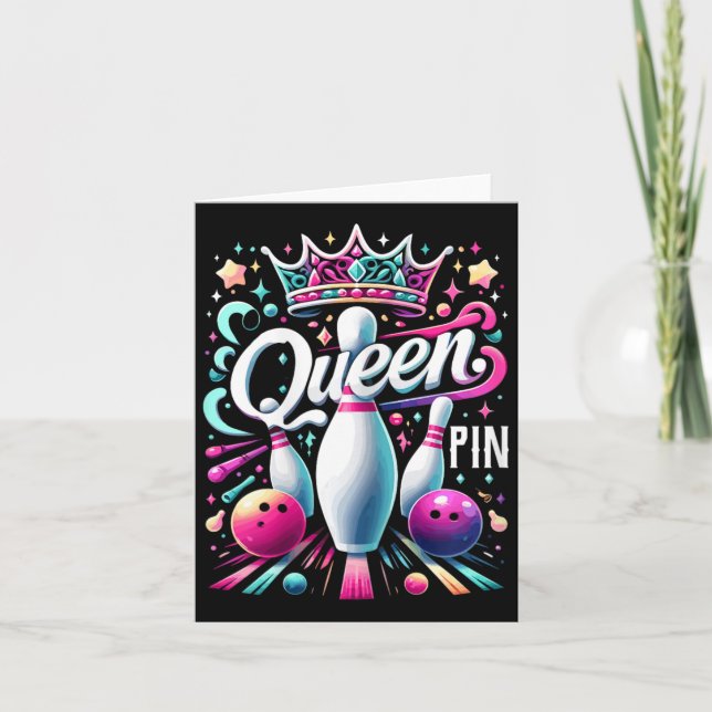 Carte Queen Pin Shirt Bowler Bowling League Pour Bowling (Devant)