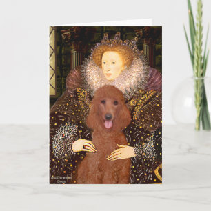 Carte Queen - Poodle rouge foncé N° 1