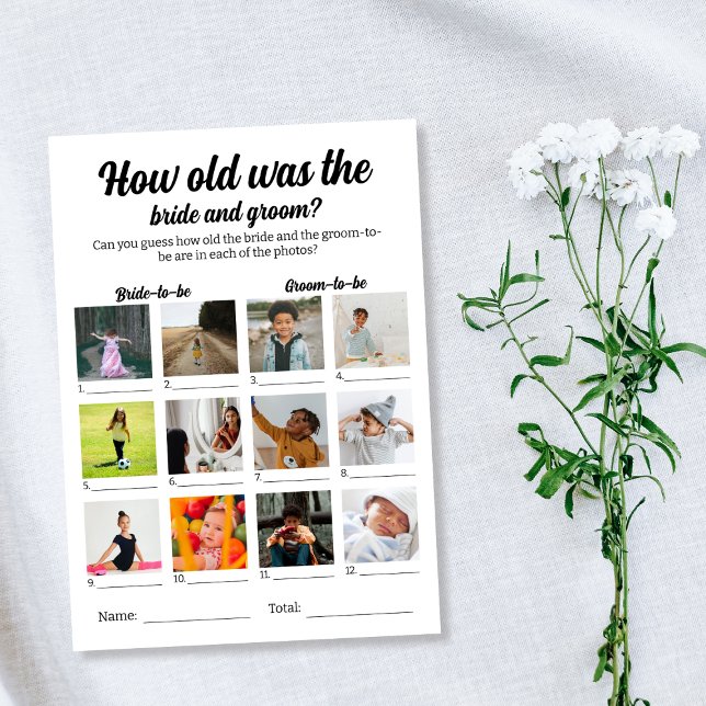Carte Quel Âge Avait L'Épouse Et La Groom Photo Mariage  (How Old Was The Bride And Groom Photo Wedding Game Card)