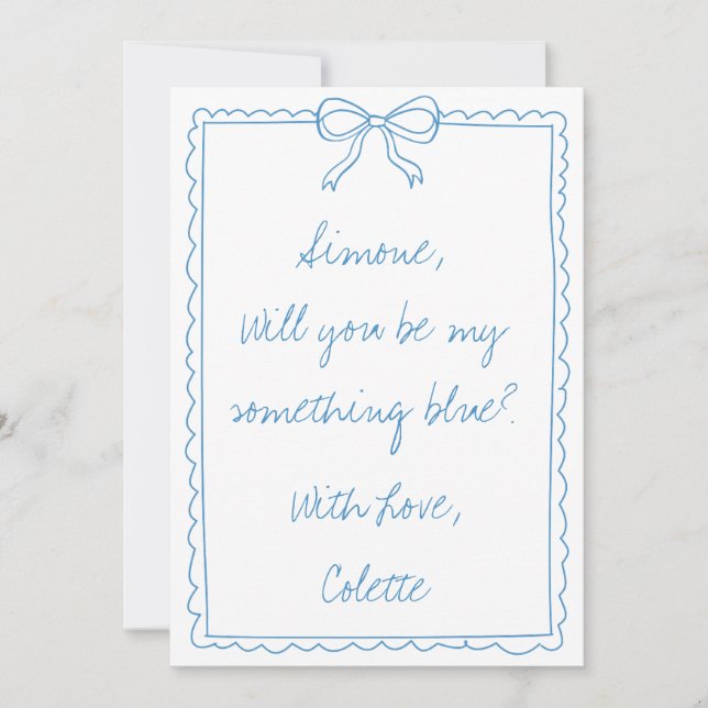 Carte Quelque chose Blue Crew Bow Doodle Bridesmaid Prop (Devant)