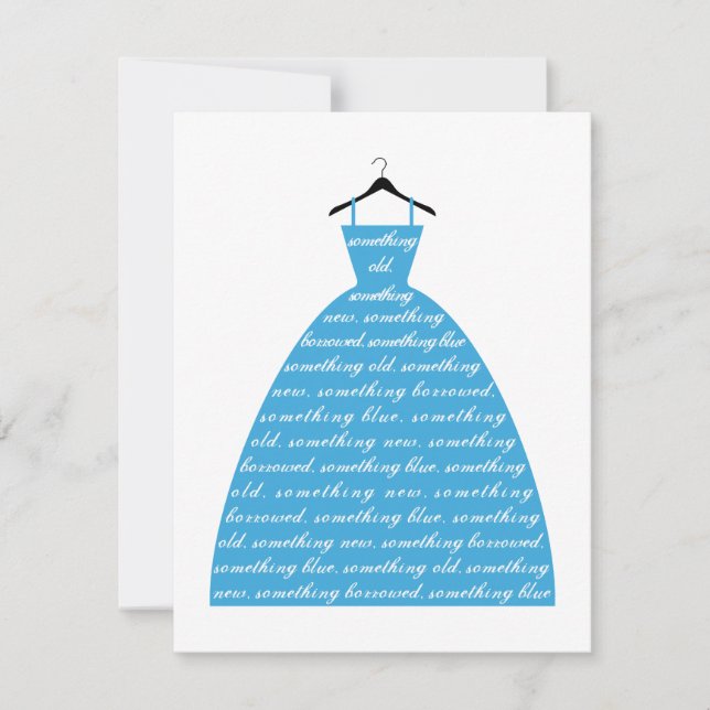 Carte quelque chose de bleu, robe mariage, robe de marié (Devant)