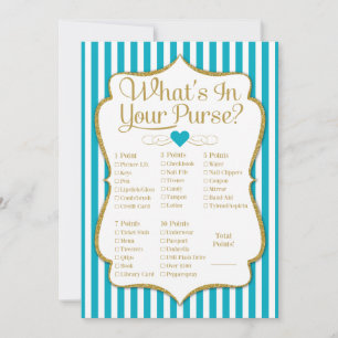 Carte Qu'est-ce que dans votre sac à main Jeu Turquoise