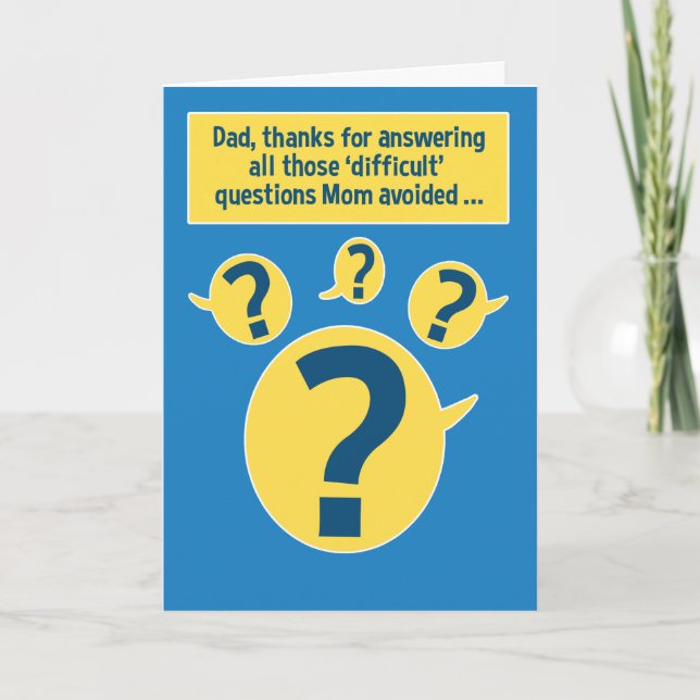 Carte Questions amusantes pour papa sur la Fête des père (Devant)