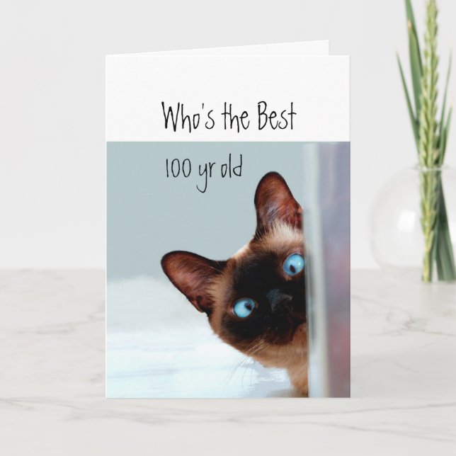 Carte Qui est le meilleur humour de chaton de 100 ans (Devant)