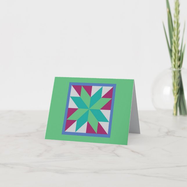 Carte Quilt Note - Étoile du chasseur (verte) (Devant)