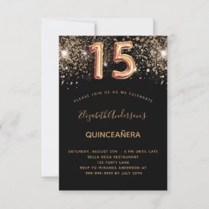 Carte Quinceanera anniversaire parties scintillant en or