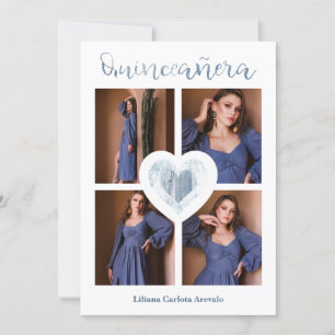 Carte Quinceañera Español Tencia Corazón Azul 4 photos