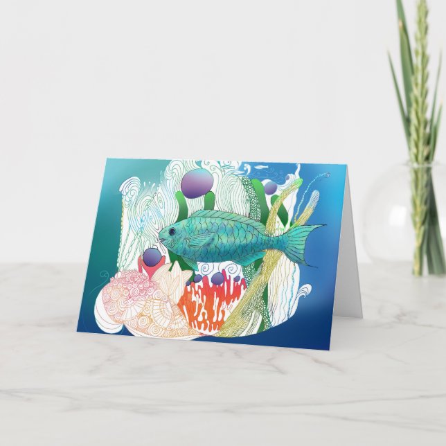 Carte Quinzaine Fish dit bonjour. (Devant)