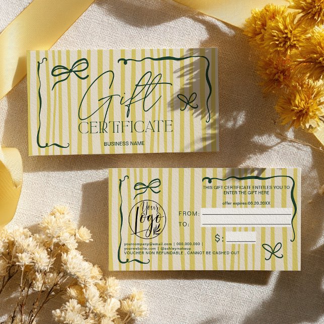 Carte Quirky Retro Citrus HandDrawn Bow Gift Certificate (Quirky Retro Citrus Hand Drawn Bow Gift Certificate)
