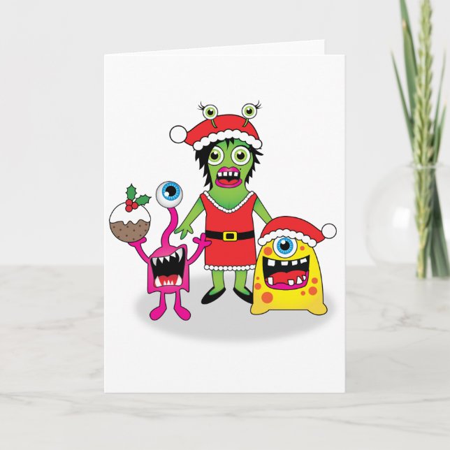 Carte Quirky Xmas - monstres de Noël (Devant)