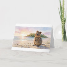 Quokka souriant au lever du soleil sur la plage de