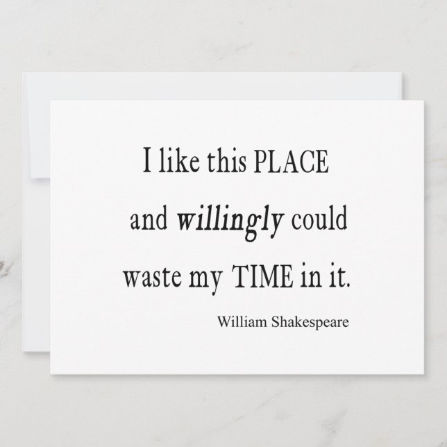 Carte Quota de Willingly Waste Time This Place Shakespea (Devant)