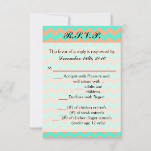 Carte R.S.V.P 3,5 x 5 Chevron Seafoam & Saumon