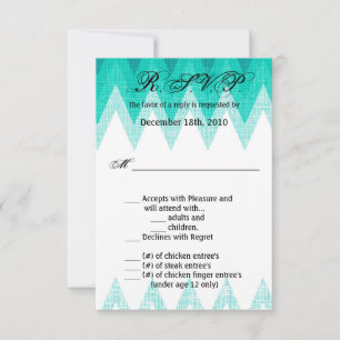 Carte R.S.V.P 3,5 x 5, Ombre Chevron Turquoise