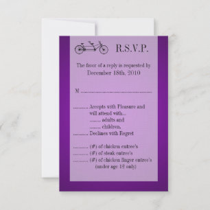 Carte R.S.V.P 3,5x5 Double Vélo Violet