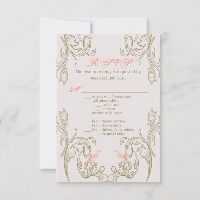 Carte R.S.V.P. 3,5x5 Inséparables victoriens Vinta (Devant)