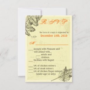 Carte R.S.V.P. 3,5x5 Leaves automnales tirées à la