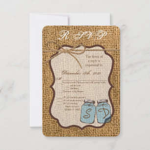 Carte R.S.V.P. 3,5x5 Mason Jar Burlap Pays Rusti