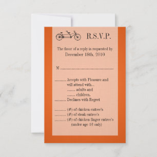 Carte R.S.V.P 3,5x5 Orange Double Vélo