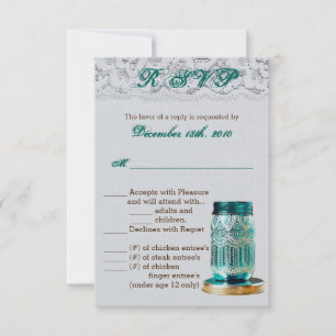 Carte R.S.V.P 3,5x5 Rustic Country Mason Jar Lace