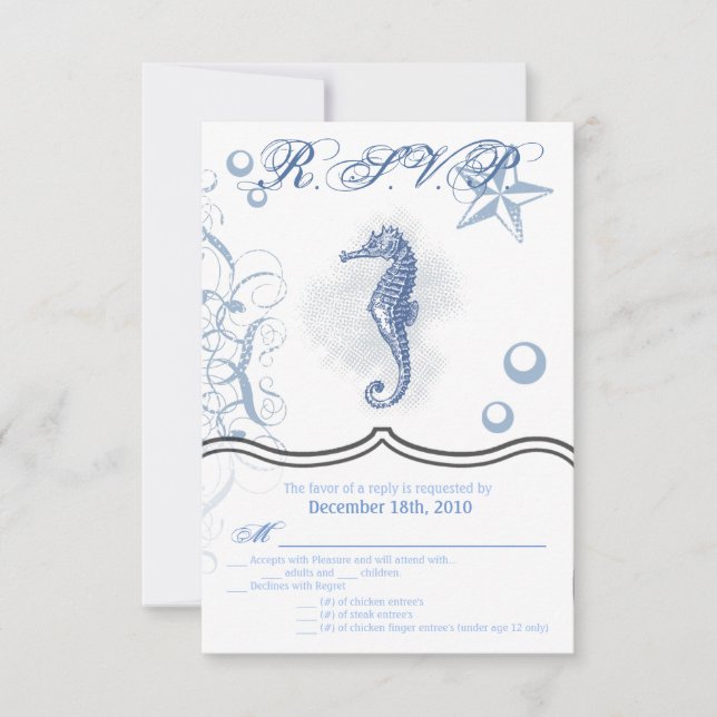 Carte R.S.V.P. 3,5x5 Seahorse Sea Ocean Beach (Devant)