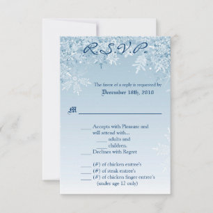 Carte R.S.V.P. 3,5x5 Snowflakes à cristaux Neige h