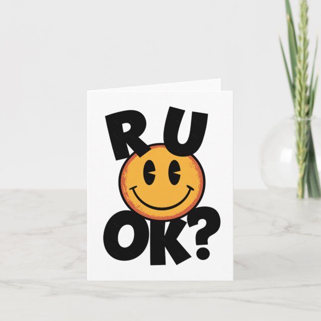 Carte R U Ok Smiley Visage Mental Health Design Sticker (Devant)