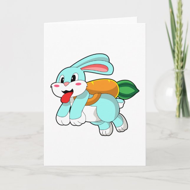 Carte Rabbit avec carotte comme fusée (Devant)