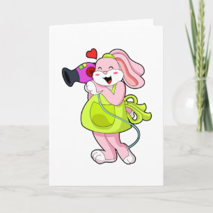 Carte Rabbit comme coiffeur avec sèche-cheveux